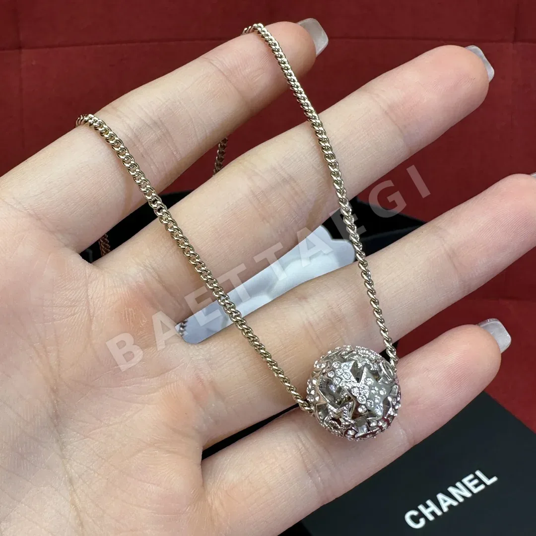 샤넬 더블 C 별 장식 실버 펜던트 목걸이 상세 이미지 3