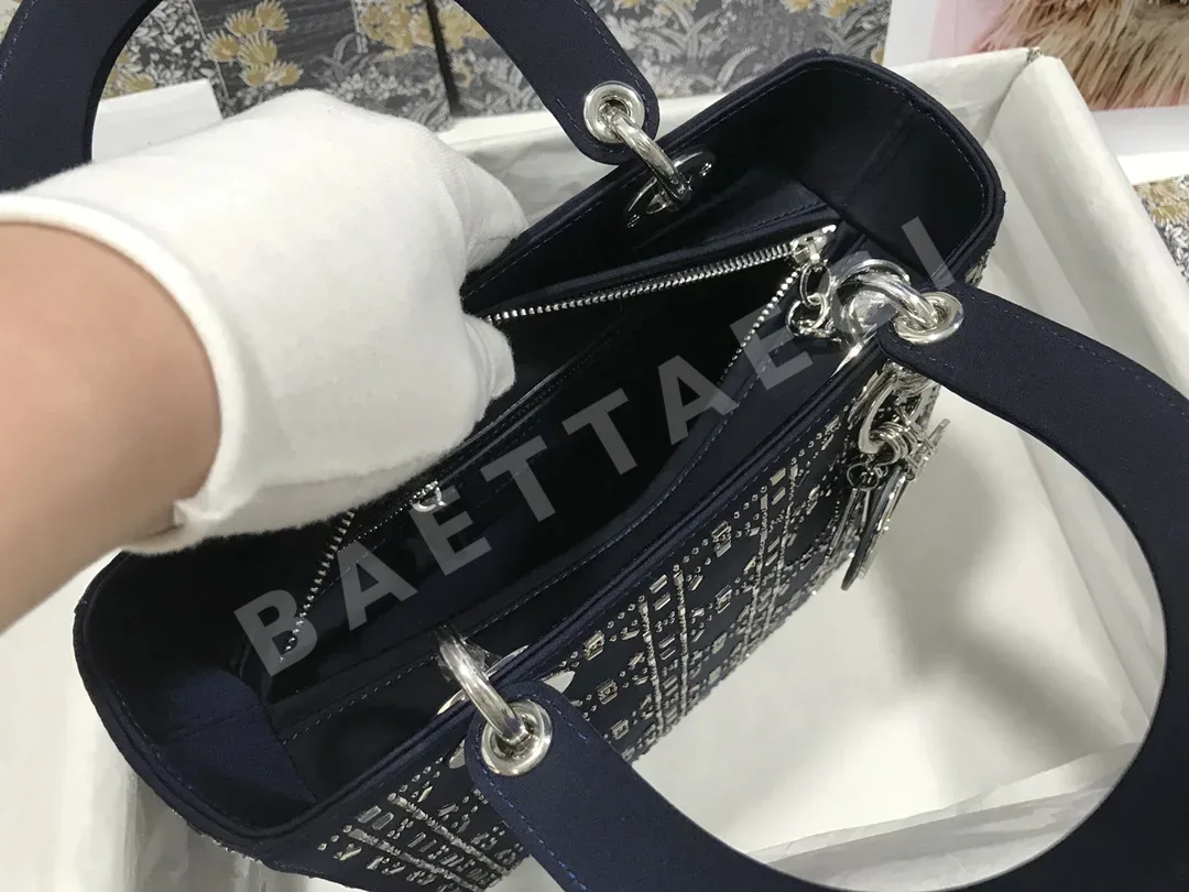 디올 레디 미니 라인스톤 장식 실크 가방 상세 이미지 8