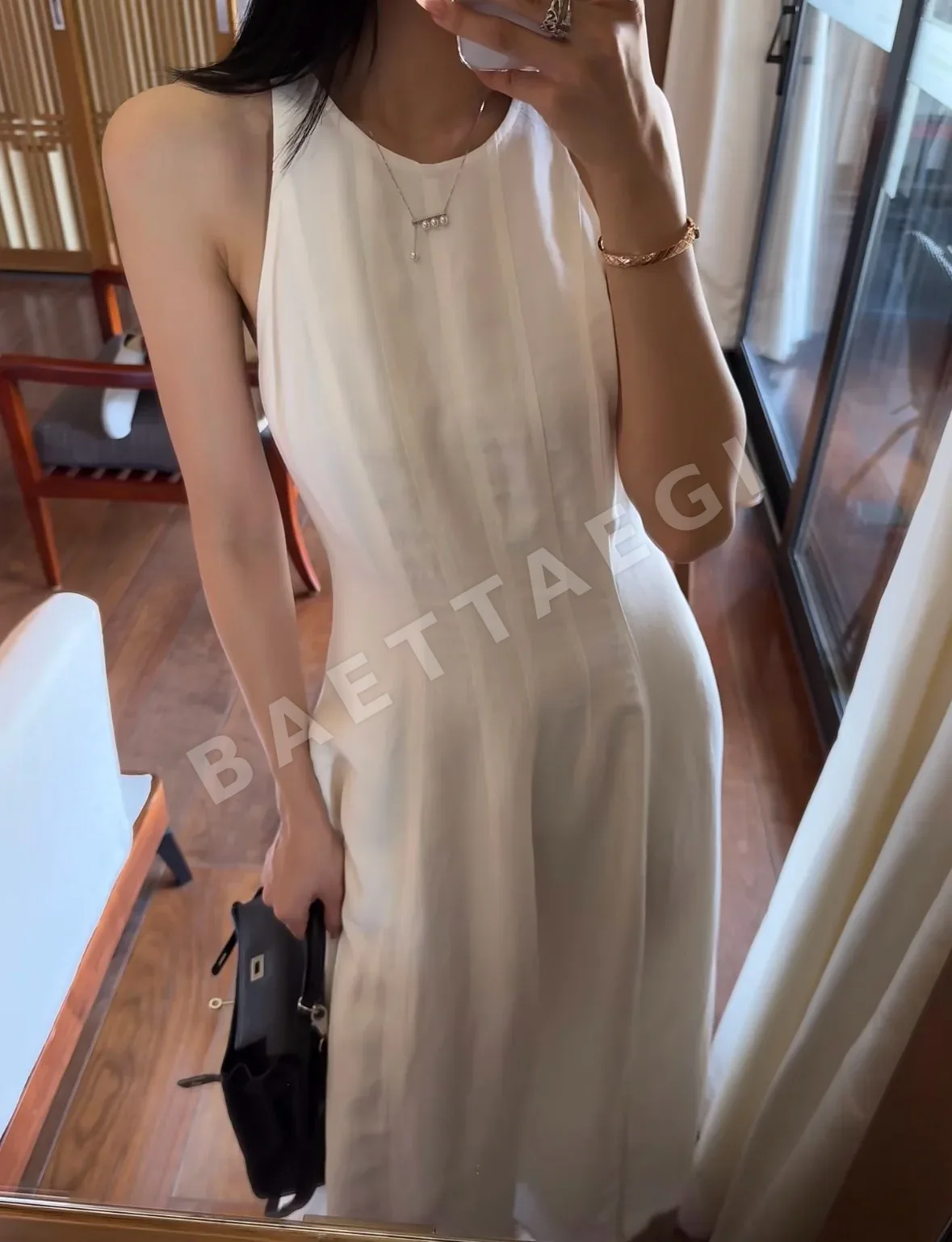 브루넬로쿠치넬리 화이트 린넨 민소매 맥시 원피스 상세 이미지 3
