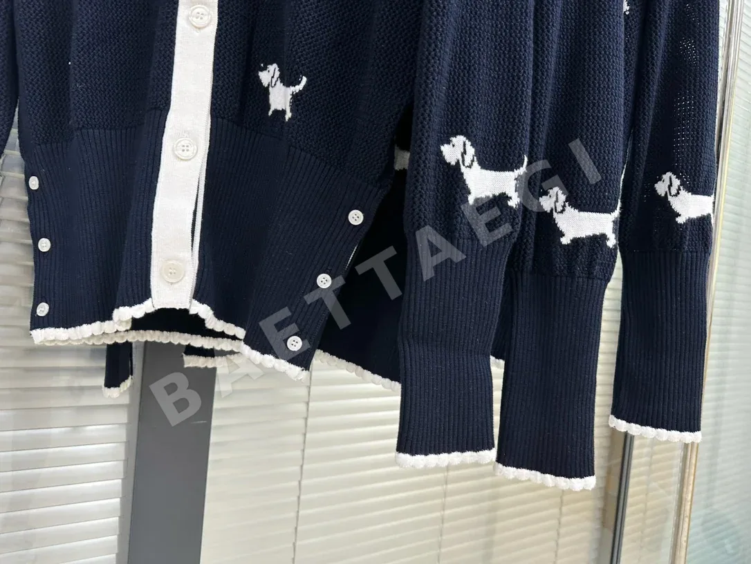 톰브라운 여성 투각 자수 메시 면 가디건 상세 이미지 5