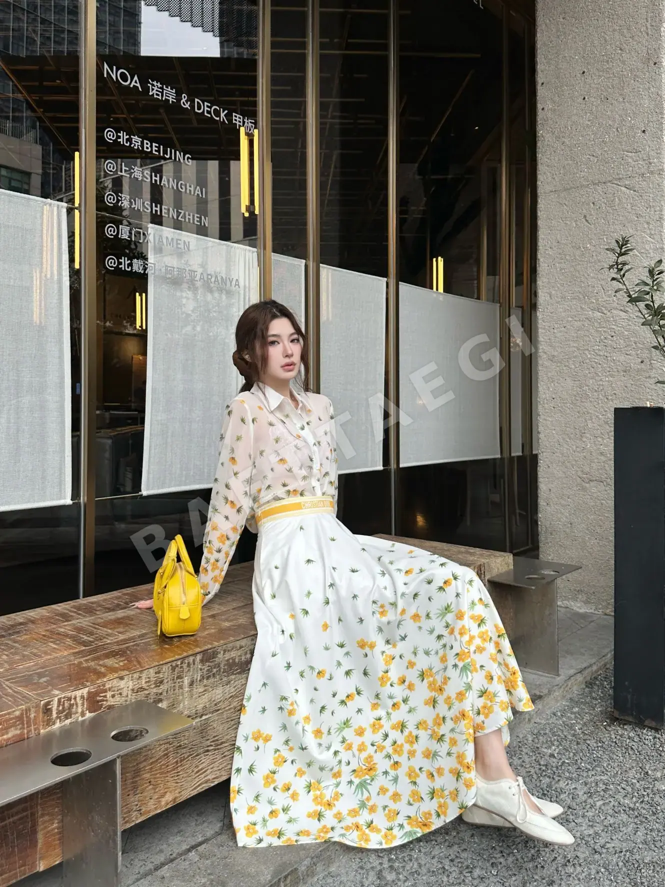 디올 프린트 쉬폰 여성 원피스 상세 이미지 3