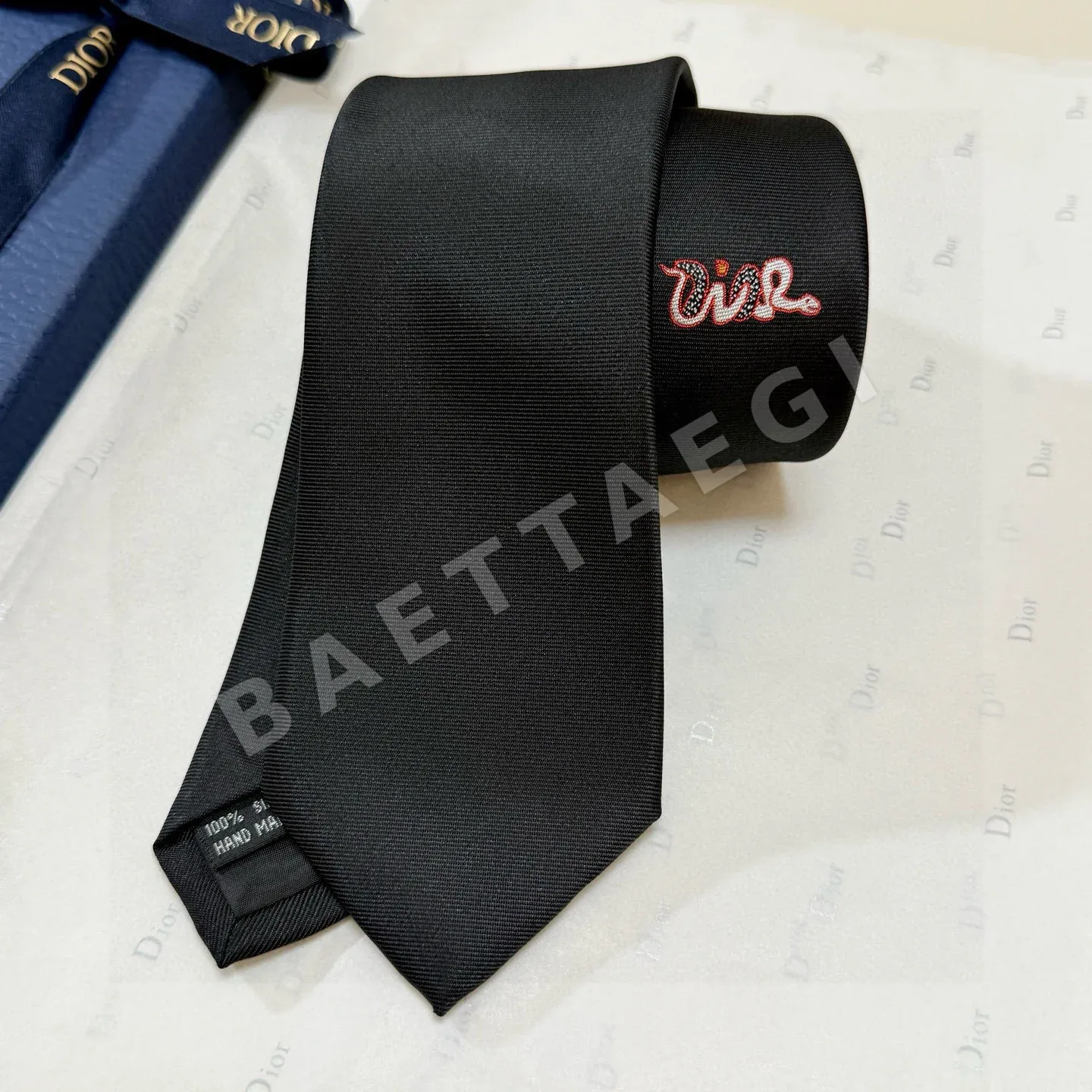 디올 로고 자카드 톤온톤 넥타이 상세 이미지 3