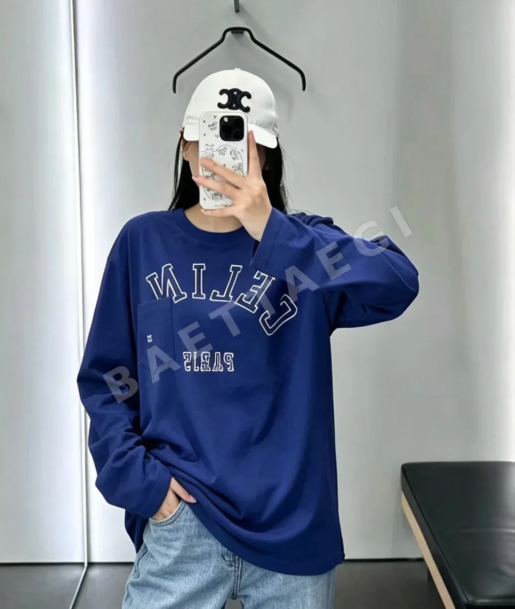 셀린느 레터 프린트 크루넥 긴팔 티셔츠 151262