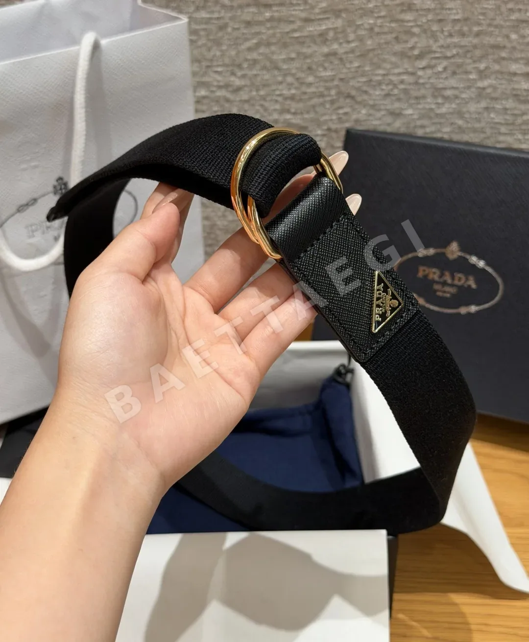 프라다 Pujia 나일론 더블 링 벨트 35mm 상세 이미지 2