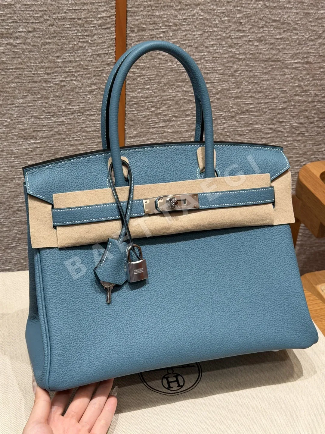 에르메스 버킨 30 토고 가죽 실버 장식 가방 144777