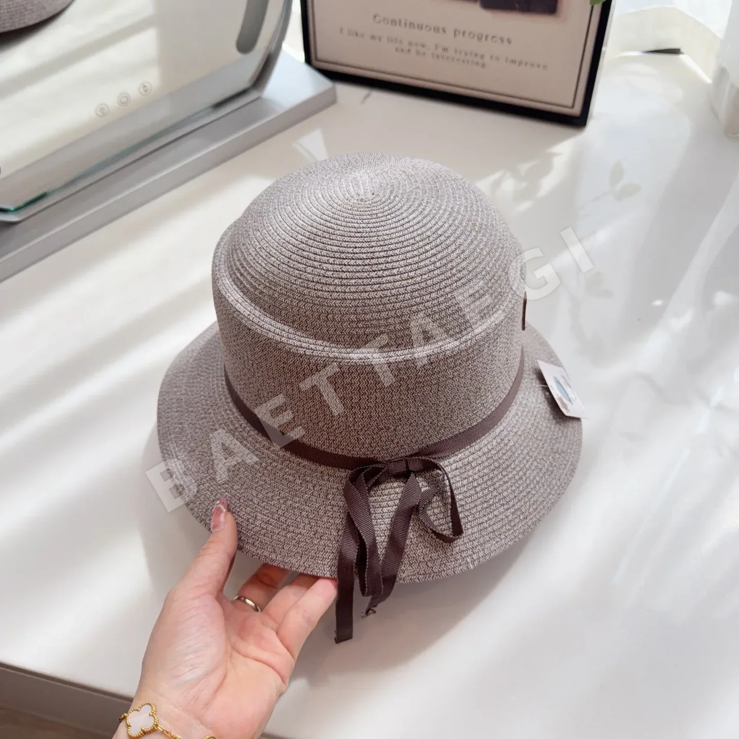 에르메스 땋은 밀짚 접이식 모자 상세 이미지 6