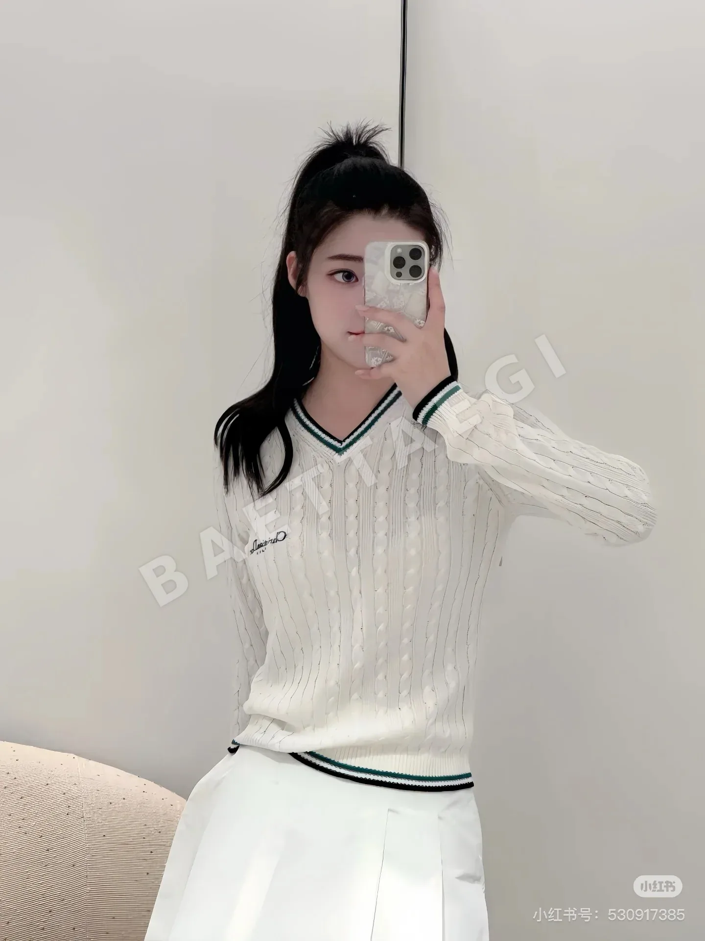 디올 케이블 브이넥 슬림핏 긴팔 니트 여성의류 레플리카 상세 이미지 2