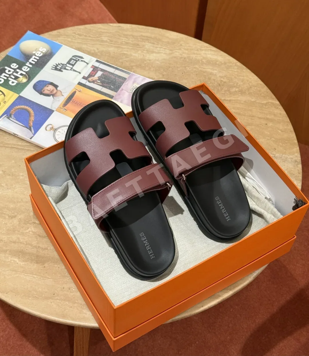 에르메스 시프르 샌들 레드 카프스킨 카라 스트랩 상세 이미지 5