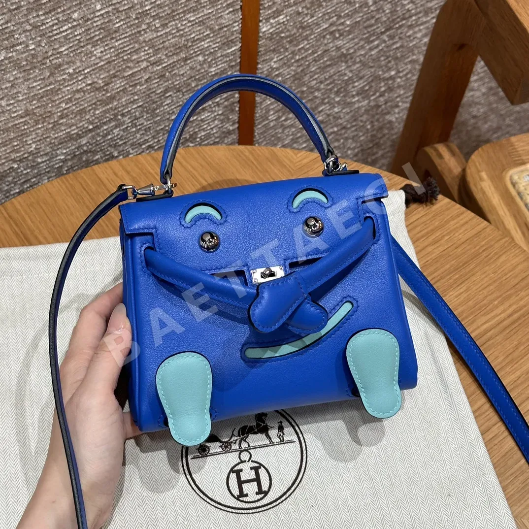 에르메스 켈리 돌 백 블루 실버 가죽 가방 상세 이미지 3