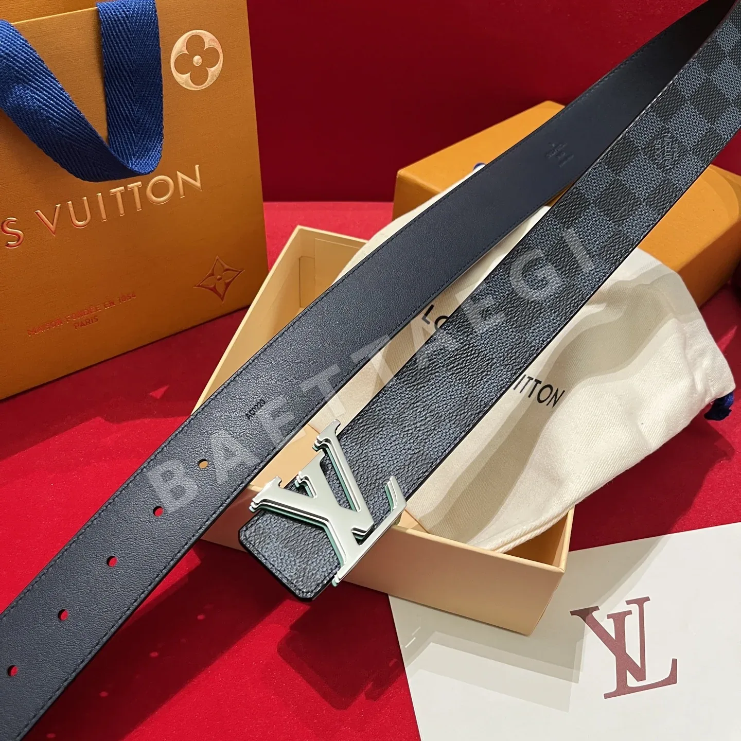 루이비통 LV 옵틱 버클 캔버스 벨트 57523