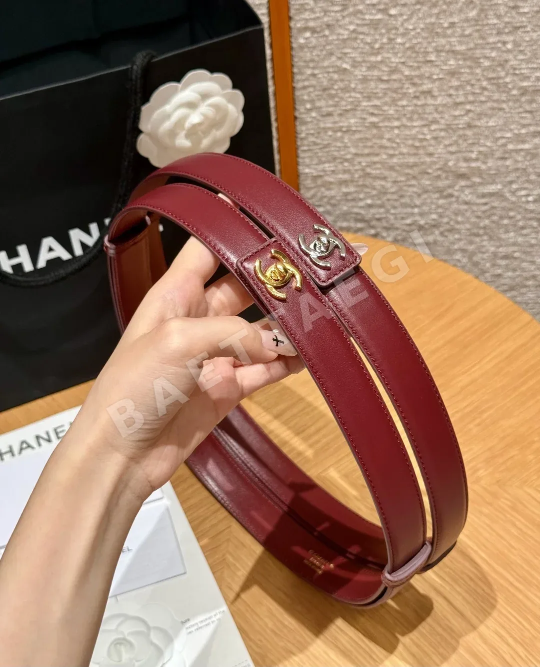 샤넬 가죽 더블 C 메탈 벨트 상세 이미지 5