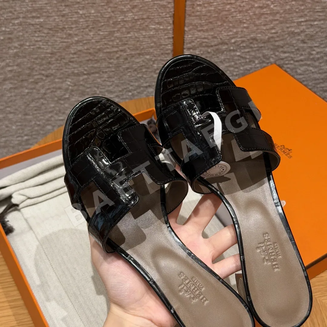 에르메스 오아시스 샌들 블랙 가죽 하이힐 상세 이미지 8