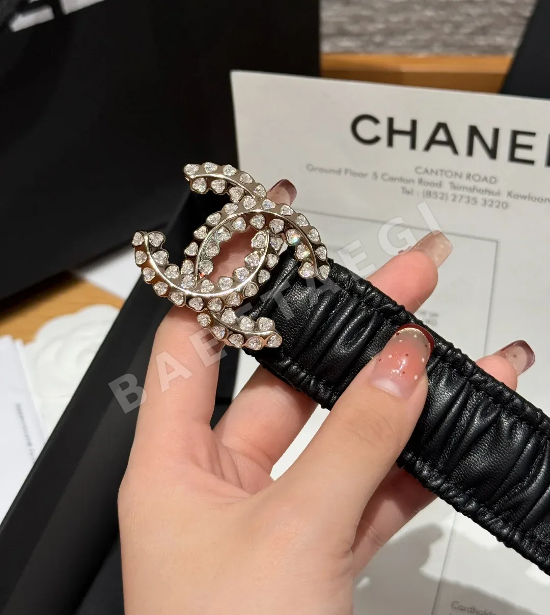 샤넬 더블 C 로고 고무 허리 벨트 상세 이미지 7