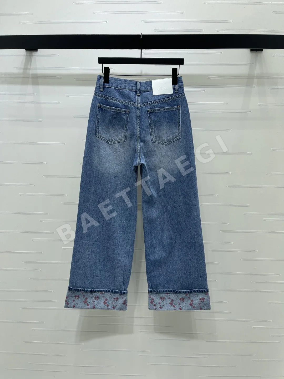 샤넬 롤업 와이드 레그 코튼 데님 바지 상세 이미지 8