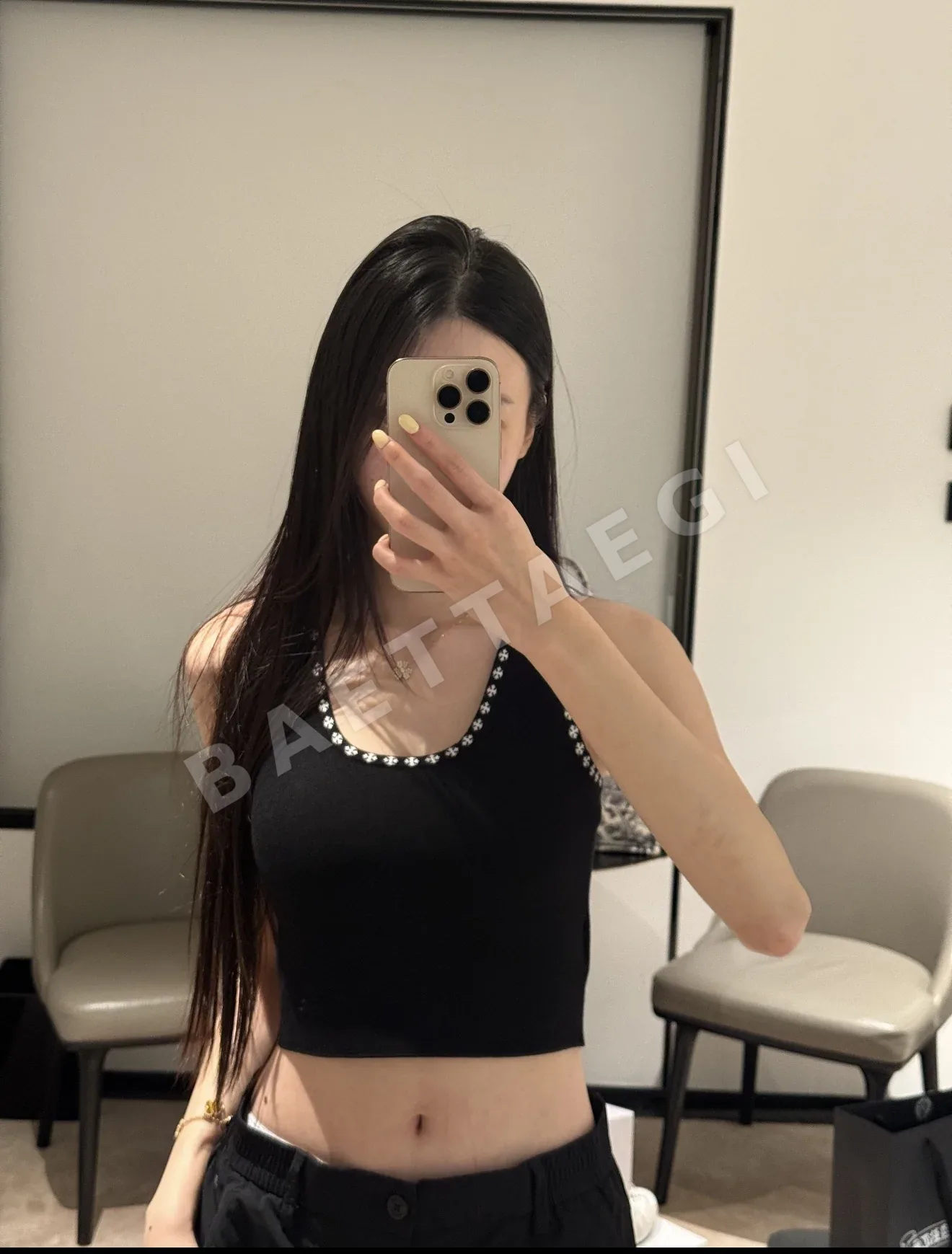 크롬하츠 크로스 자카드 크롭 니트 반팔 상세 이미지 2