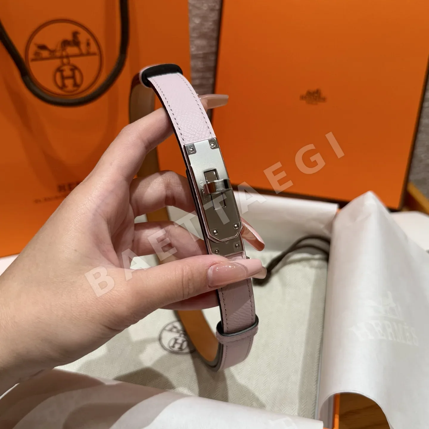 에르메스 켈리 18K 골드 버클 여성 벨트 상세 이미지 4