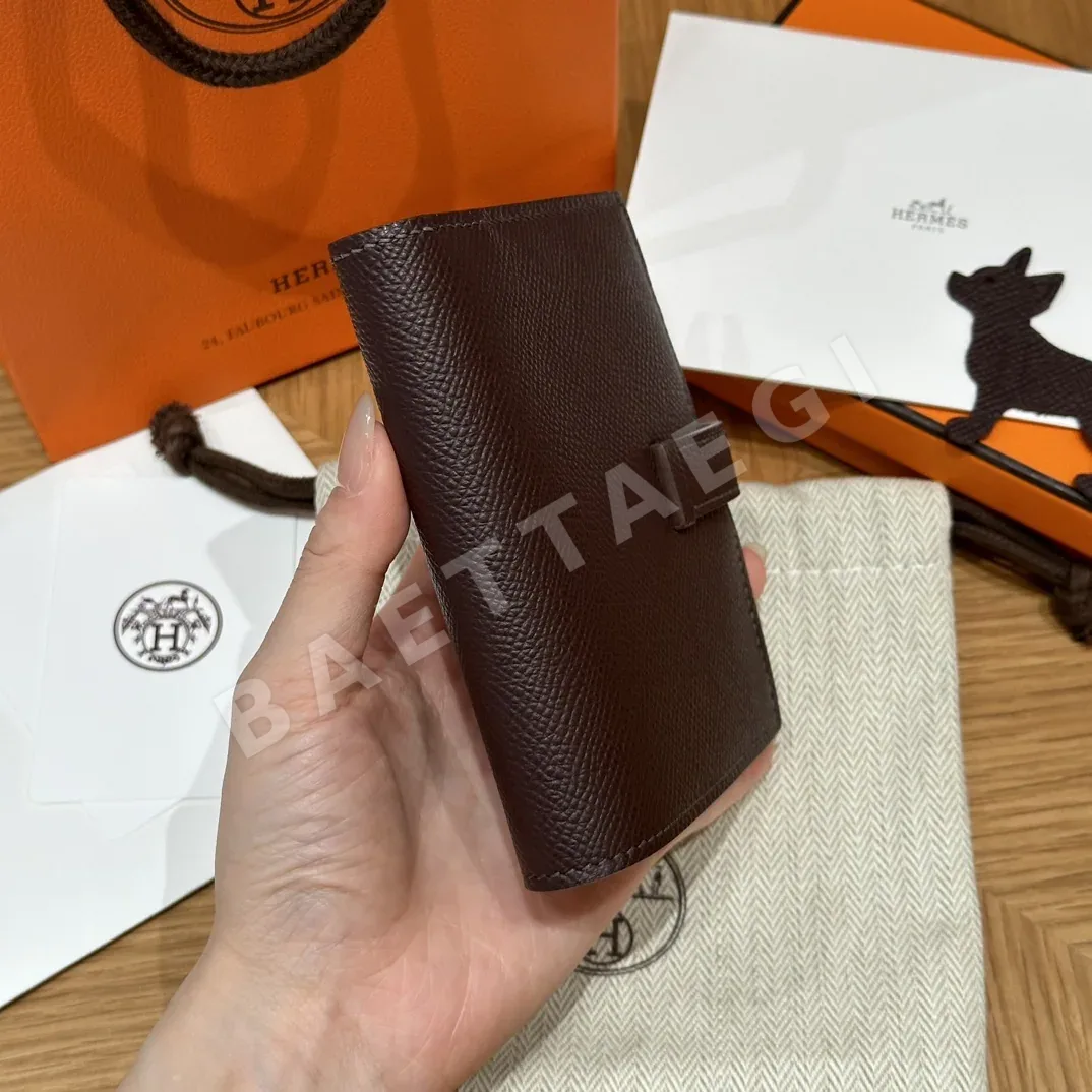 에르메스 베안 카드홀더 미니 골드 버클 새들 레드 지갑 상세 이미지 5