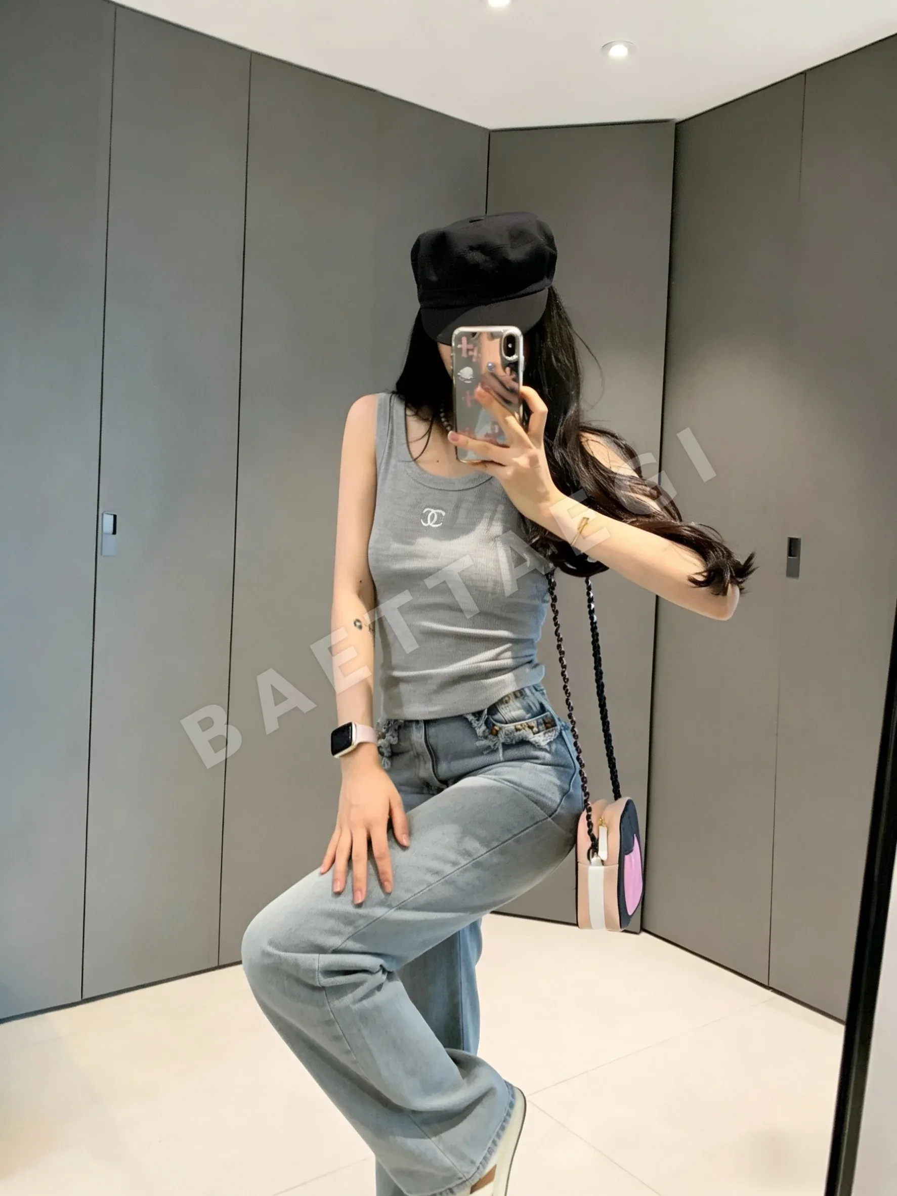 샤넬 여성 리브 반팔 티셔츠 상세 이미지 9