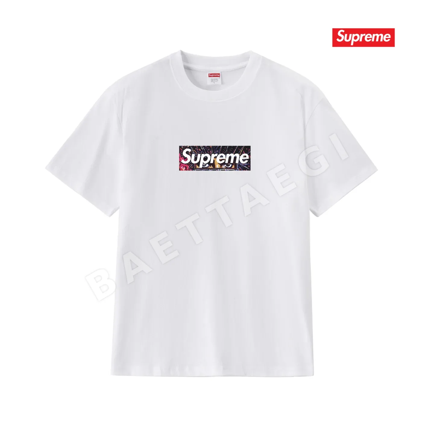 슈프림 가슴 프린트 남성 반팔 티셔츠 상세 이미지 3