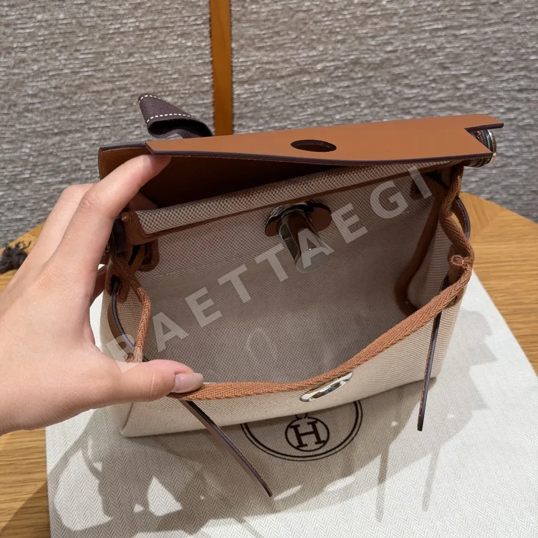 에르메스 미니 하버 가방 캔버스 가죽 상세 이미지 6
