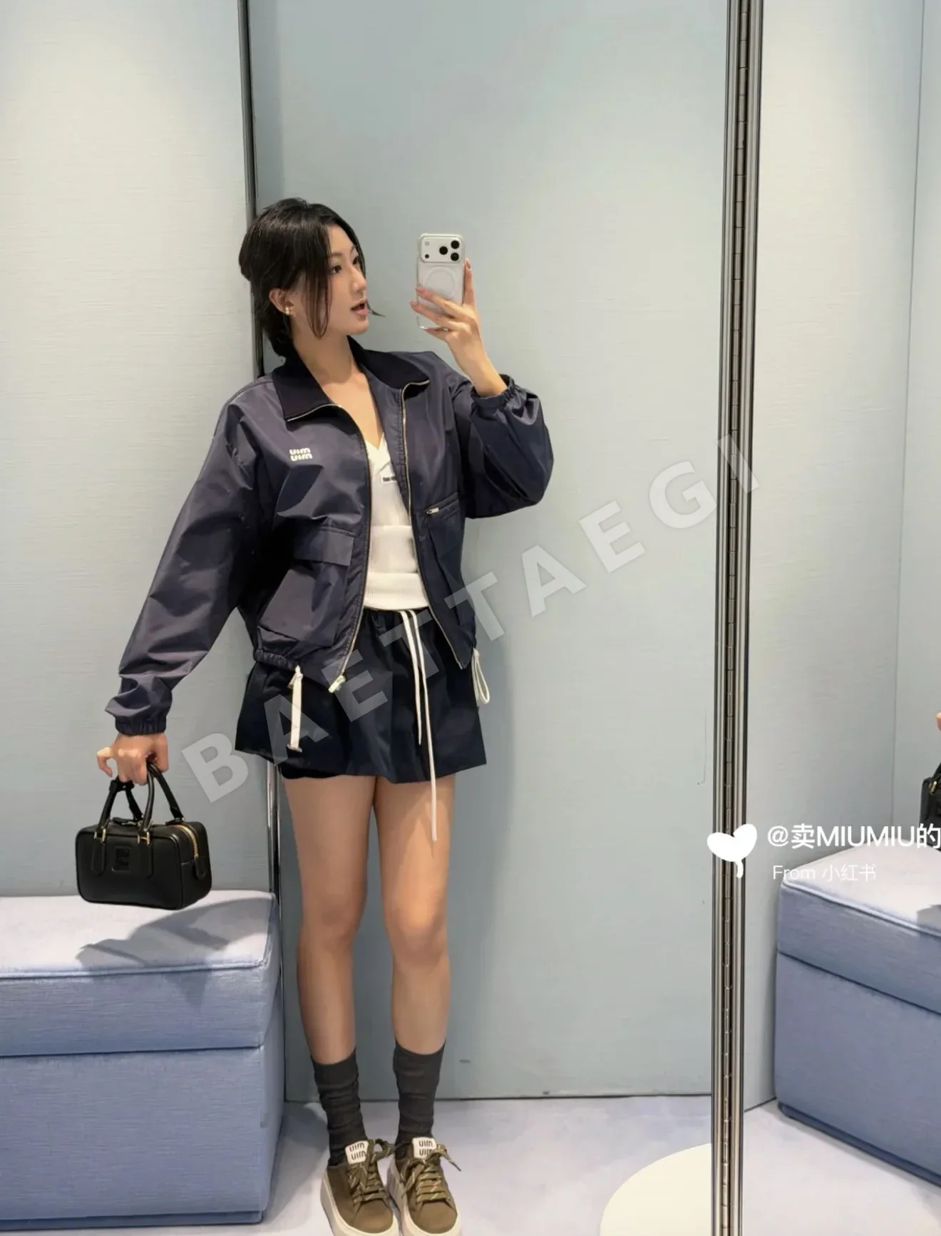 미우미우 네이비 워크웨어 나일론 자켓 상세 이미지 6