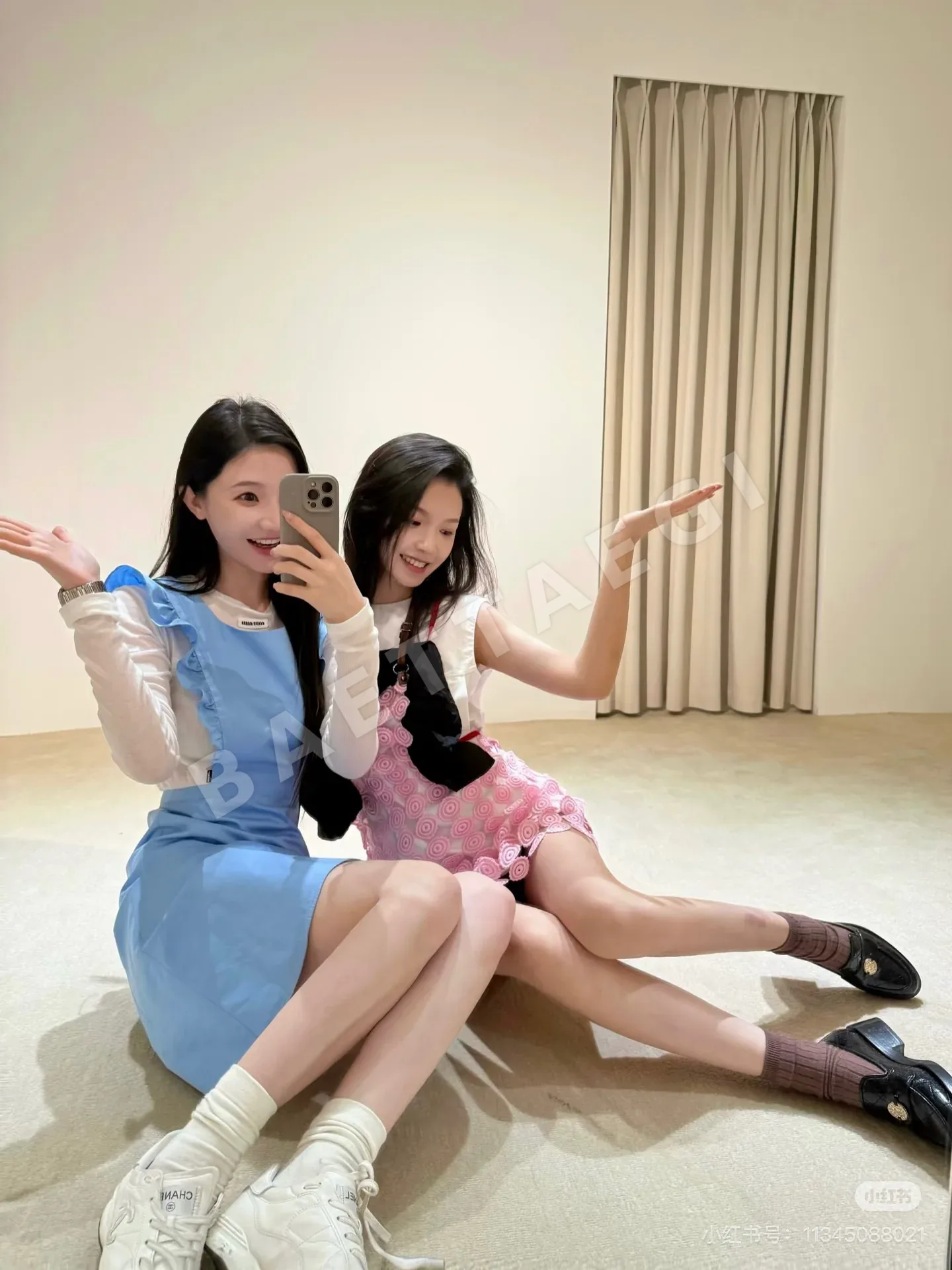미우미우 프릴 민소매 A라인 원피스 상세 이미지 9