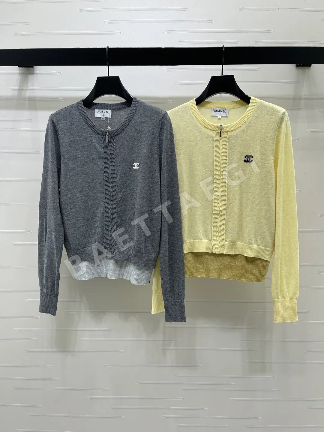 샤넬 크루넥 울 혼방 크롭 가디건 154619