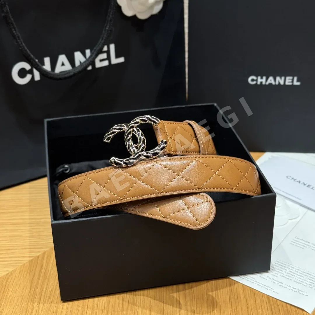 샤넬 램스킨 더블 C 메탈 로고 벨트 173930