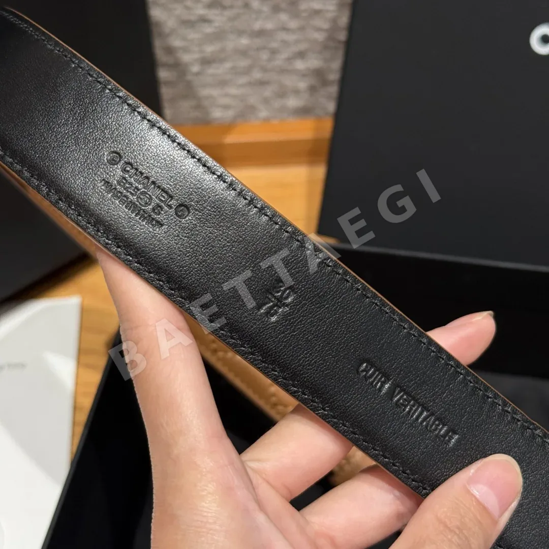 샤넬 더블 C 메탈 로고 램스킨 벨트 상세 이미지 7