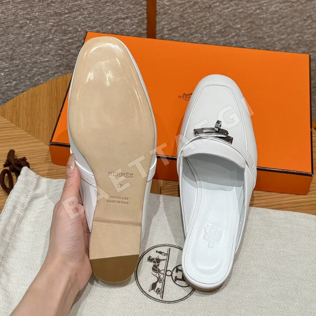 에르메스 네오 슬리퍼 피 염소가죽 은색 버클 상세 이미지 7