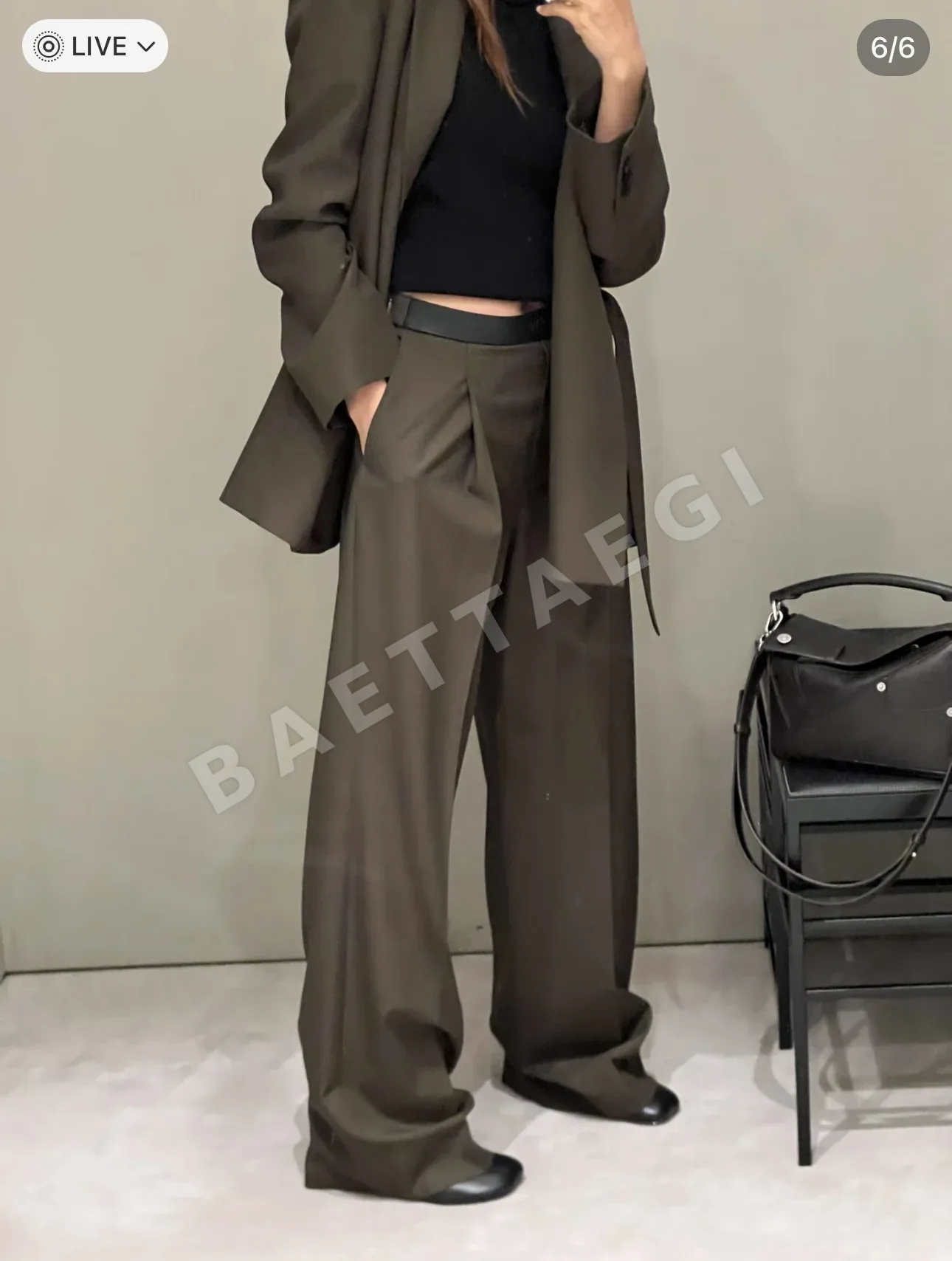 로에베 슬림핏 블랙 수트 세트 상세 이미지 5