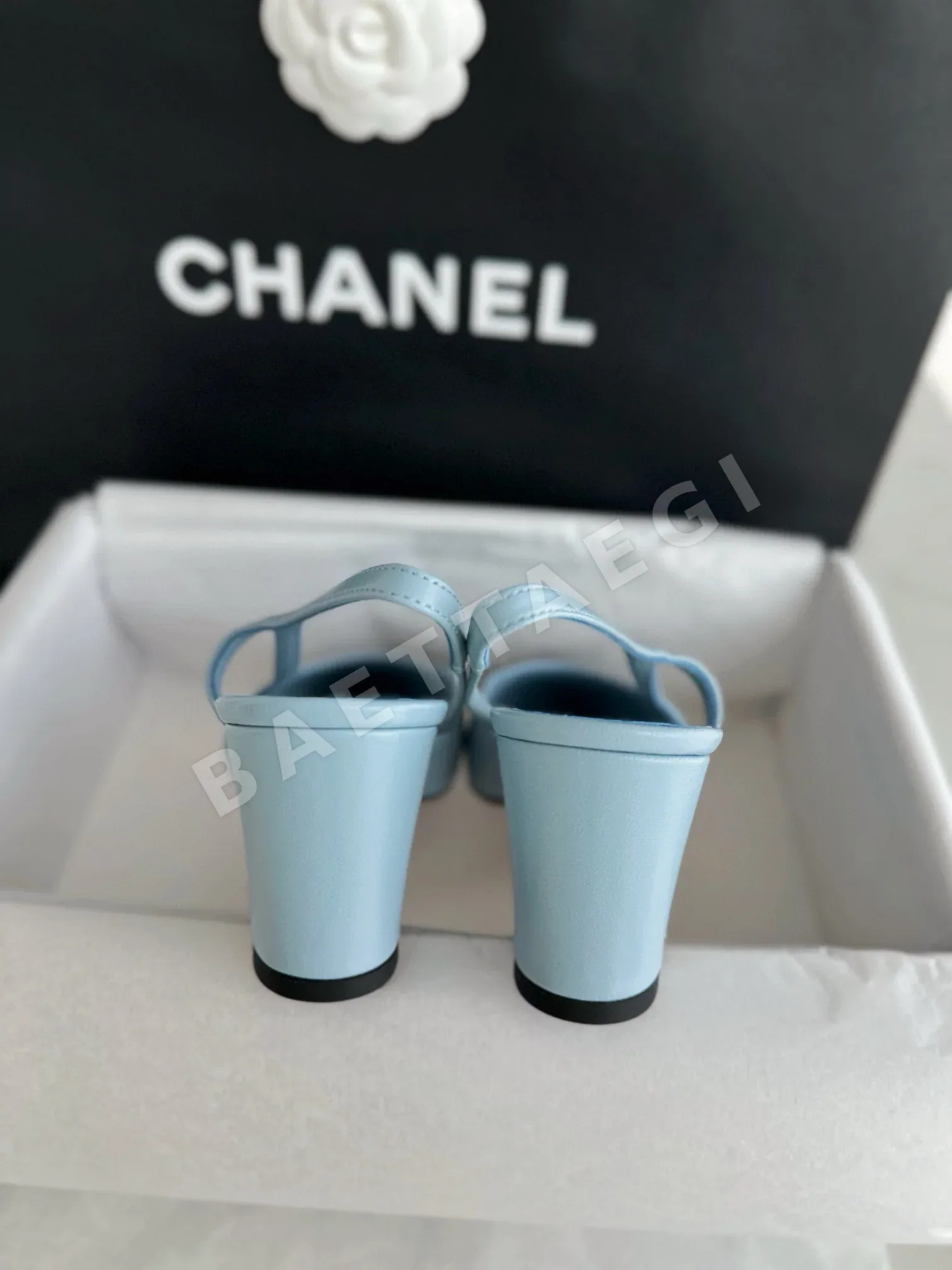 샤넬 24K 블루 하이힐 슬링백 3277 상세 이미지 8