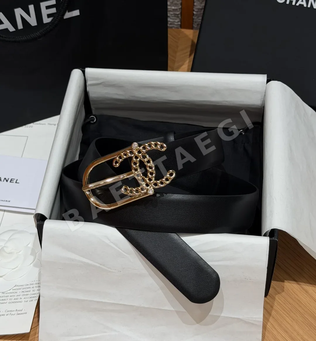 샤넬 더블 C 체인 골드 링 벨트 177294
