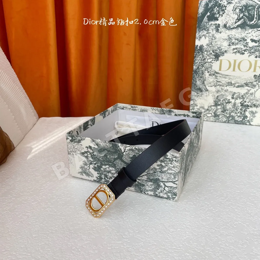 디올 카프스킨 가죽 큐빅 장식 벨트 59807