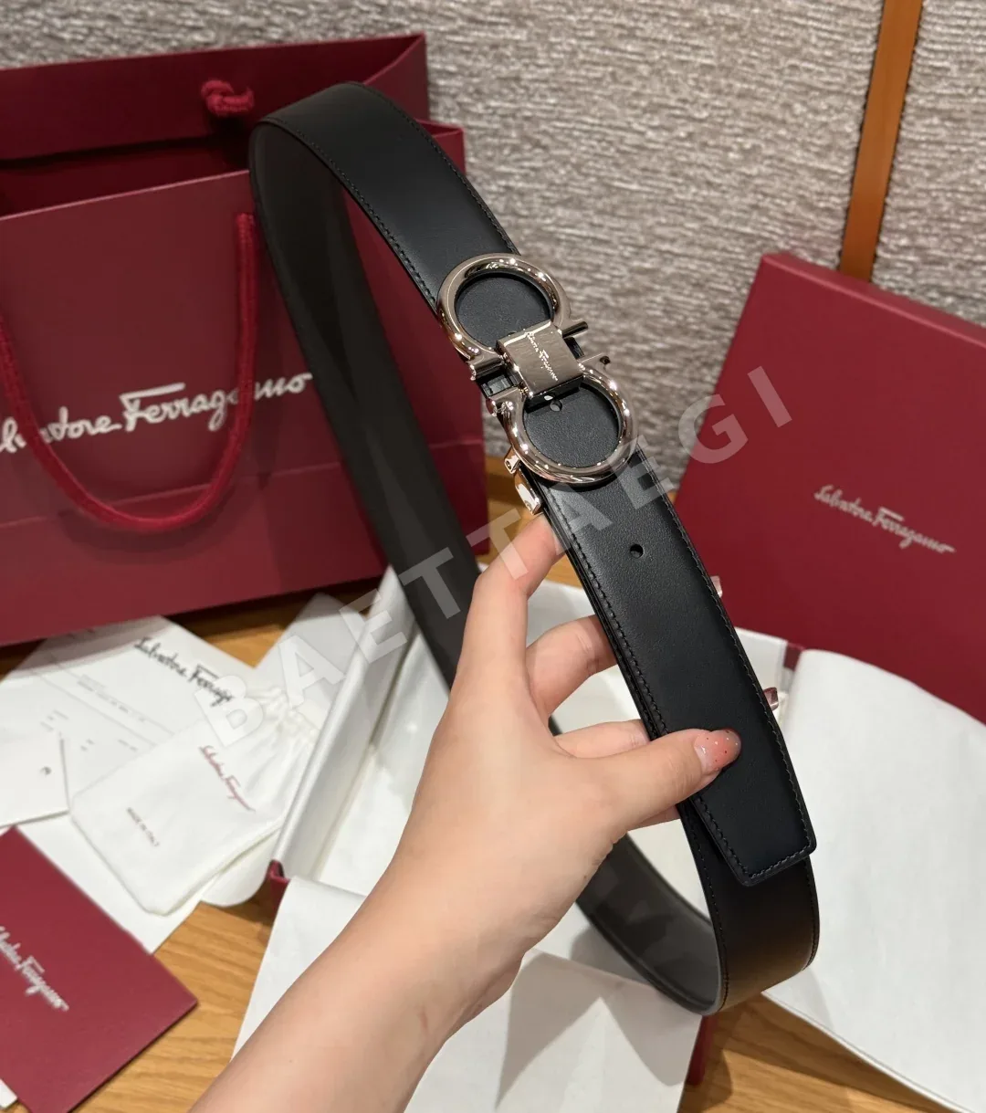 페레가모 간치니 은장 리버시블 가죽 벨트 상세 이미지 3