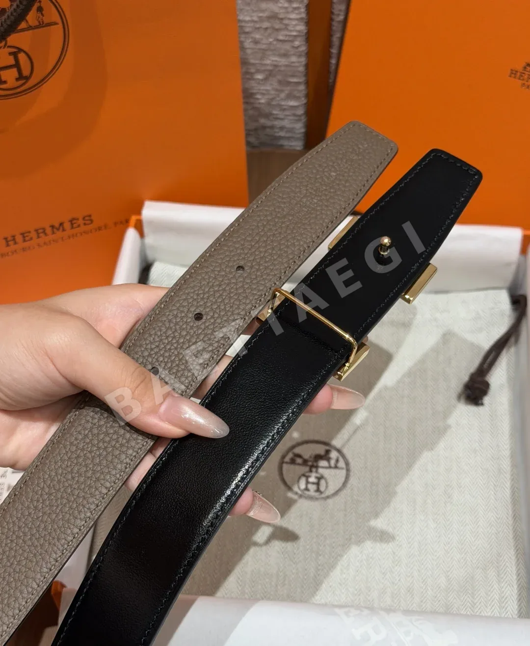 에르메스 H 버클 리버서블 가죽 벨트 32mm 상세 이미지 9