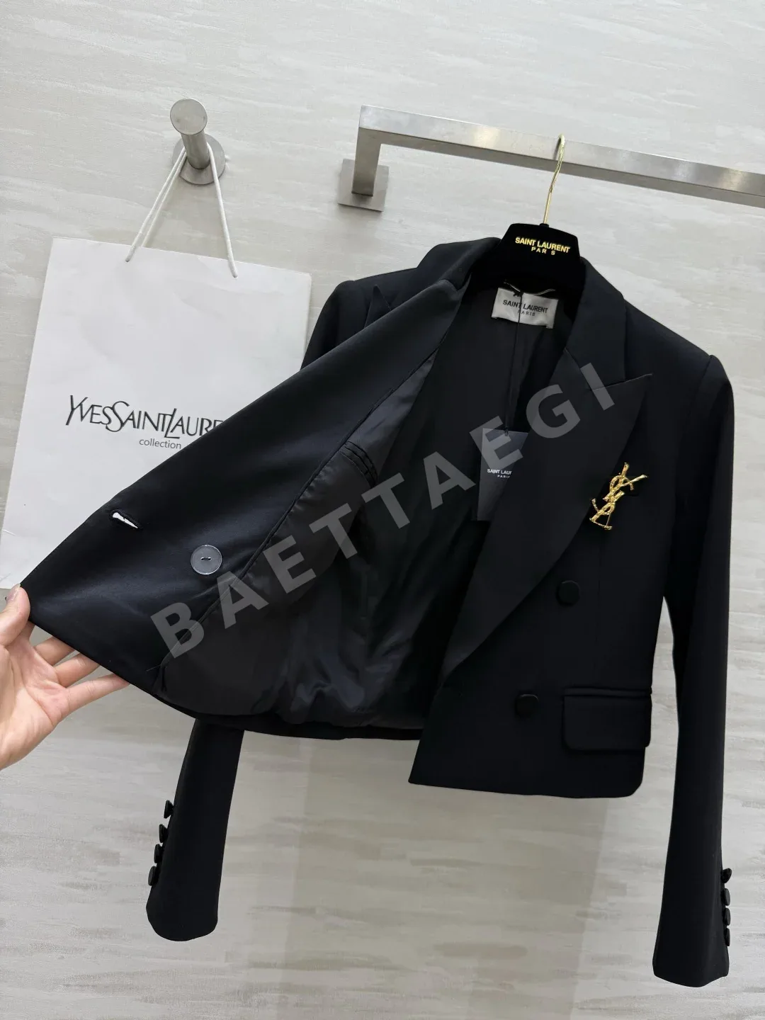 생로랑 피크드 라펠 울 자켓 상세 이미지 6