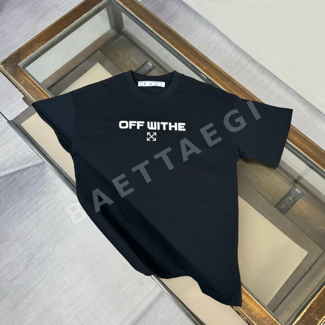 오프화이트 남성 크루넥 반팔 티셔츠 87235