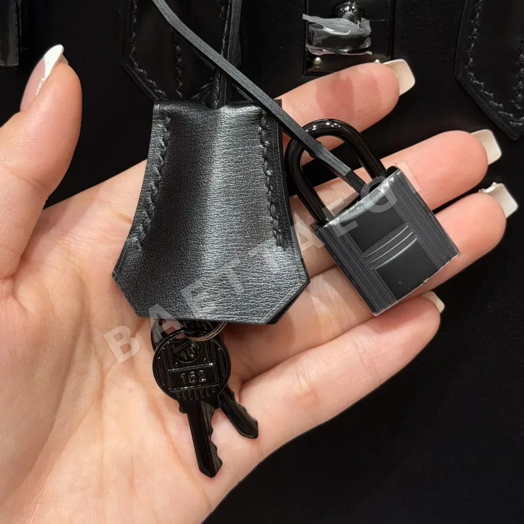 에르메스 버킨 25 블랙 박스 가죽 가방 상세 이미지 8