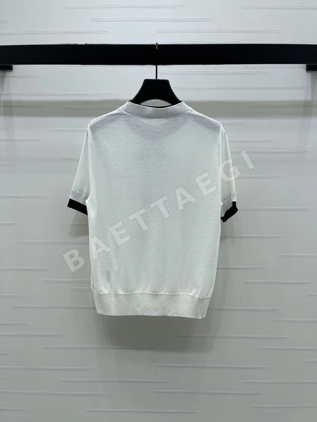 미우미우 보타이 라운드넥 니트 반팔 탑 상세 이미지 8