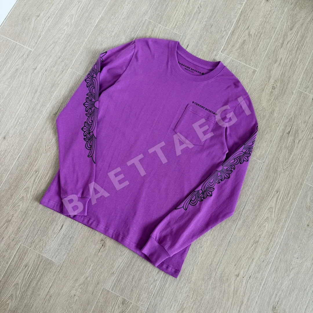 크롬하츠 그래피티 스파이더웹 프린트 린넨 코튼 남성 긴팔 티셔츠 상세 이미지 2