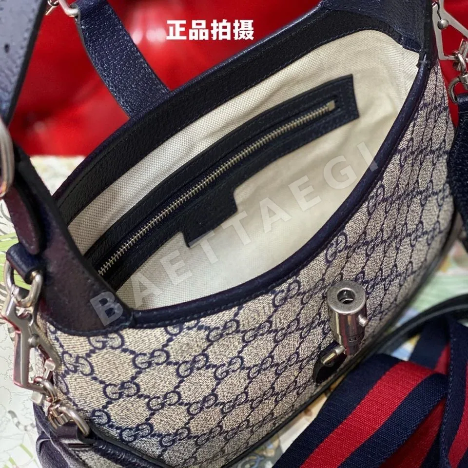 구찌 재키 네이비 블루 PVC 캔버스 가방 상세 이미지 7