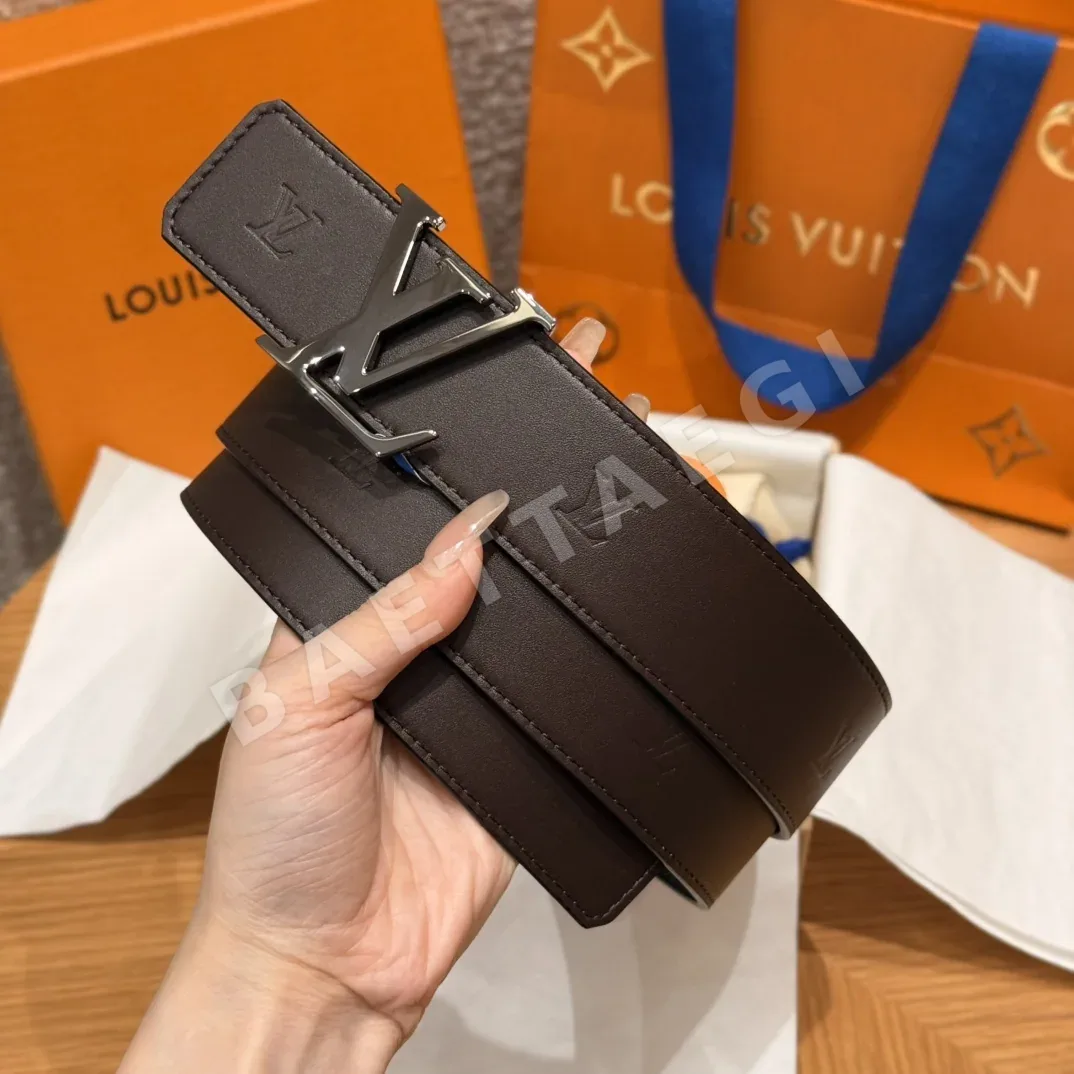 루이비통 엠보싱 카프스킨 스틸 버클 벨트 상세 이미지 2