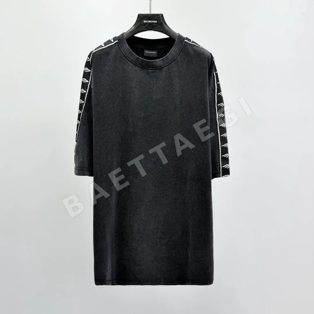 발렌시아가 소매 3 B 리본 장식 반팔 티셔츠 114370