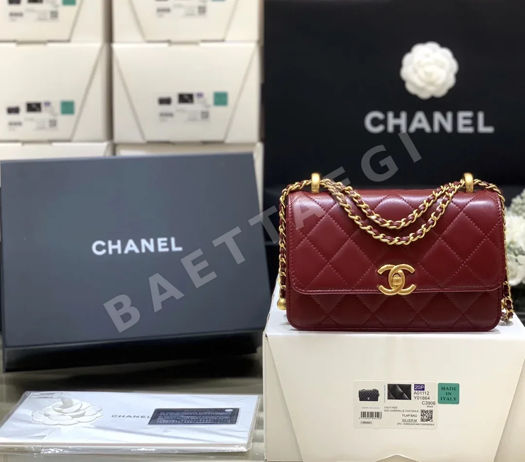 샤넬 메티에 다르 더블 골드 비즈 중형 가방 AP2649 37215