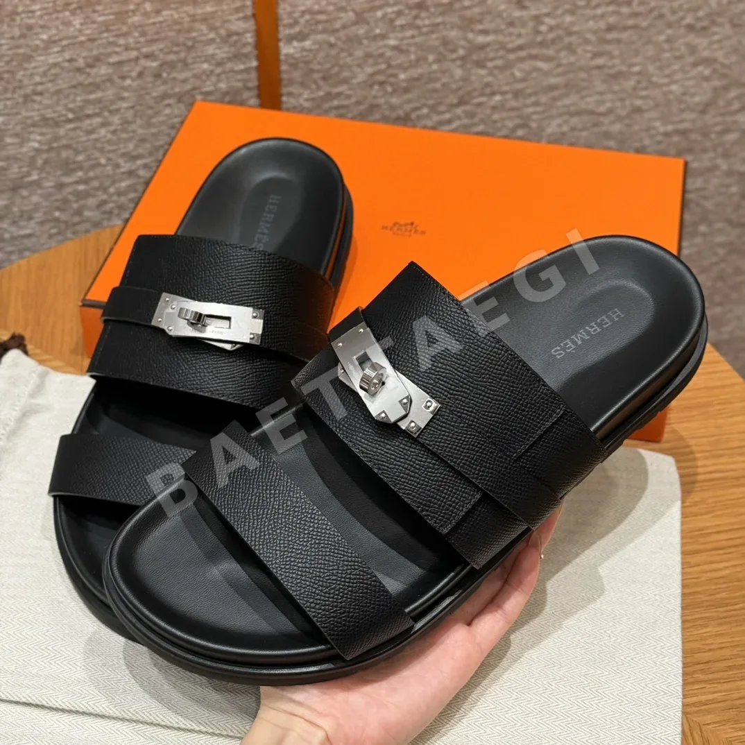에르메스 잭슨 샌들 블랙 카프스킨 실버 버클 상세 이미지 9