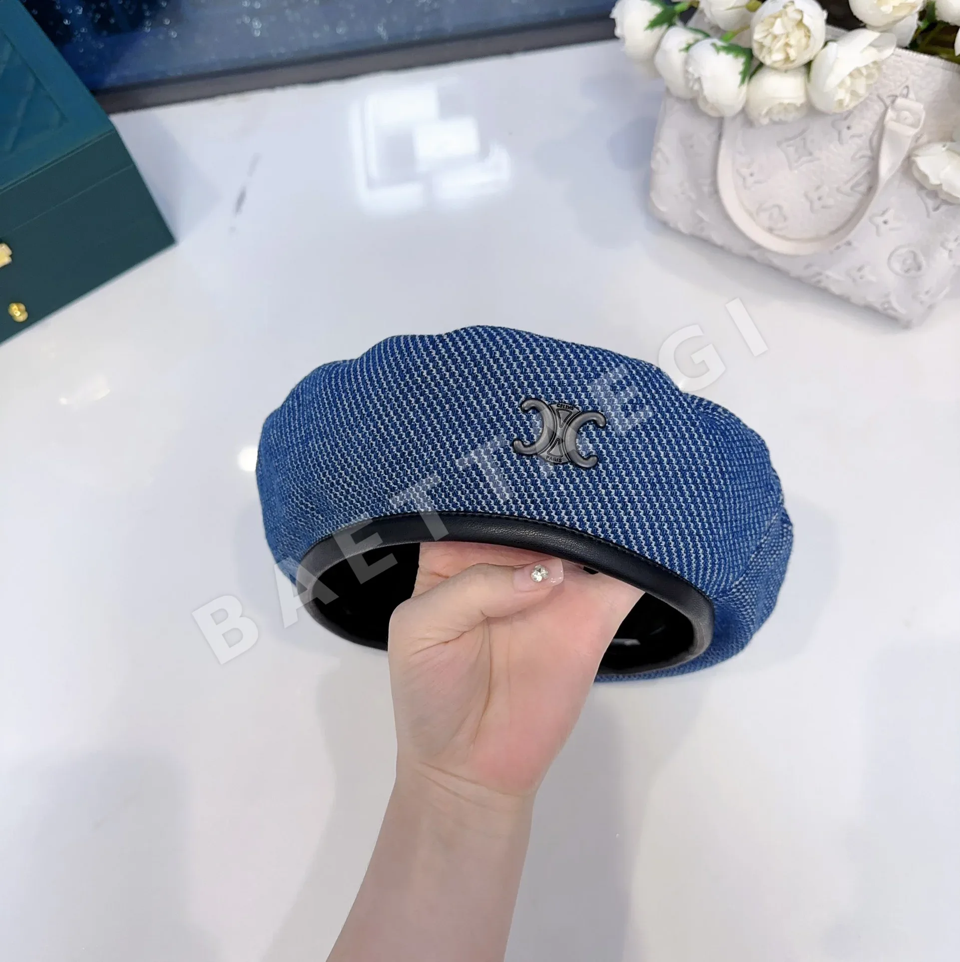 셀린느 데님 가죽 라벨 베레모 상세 이미지 7