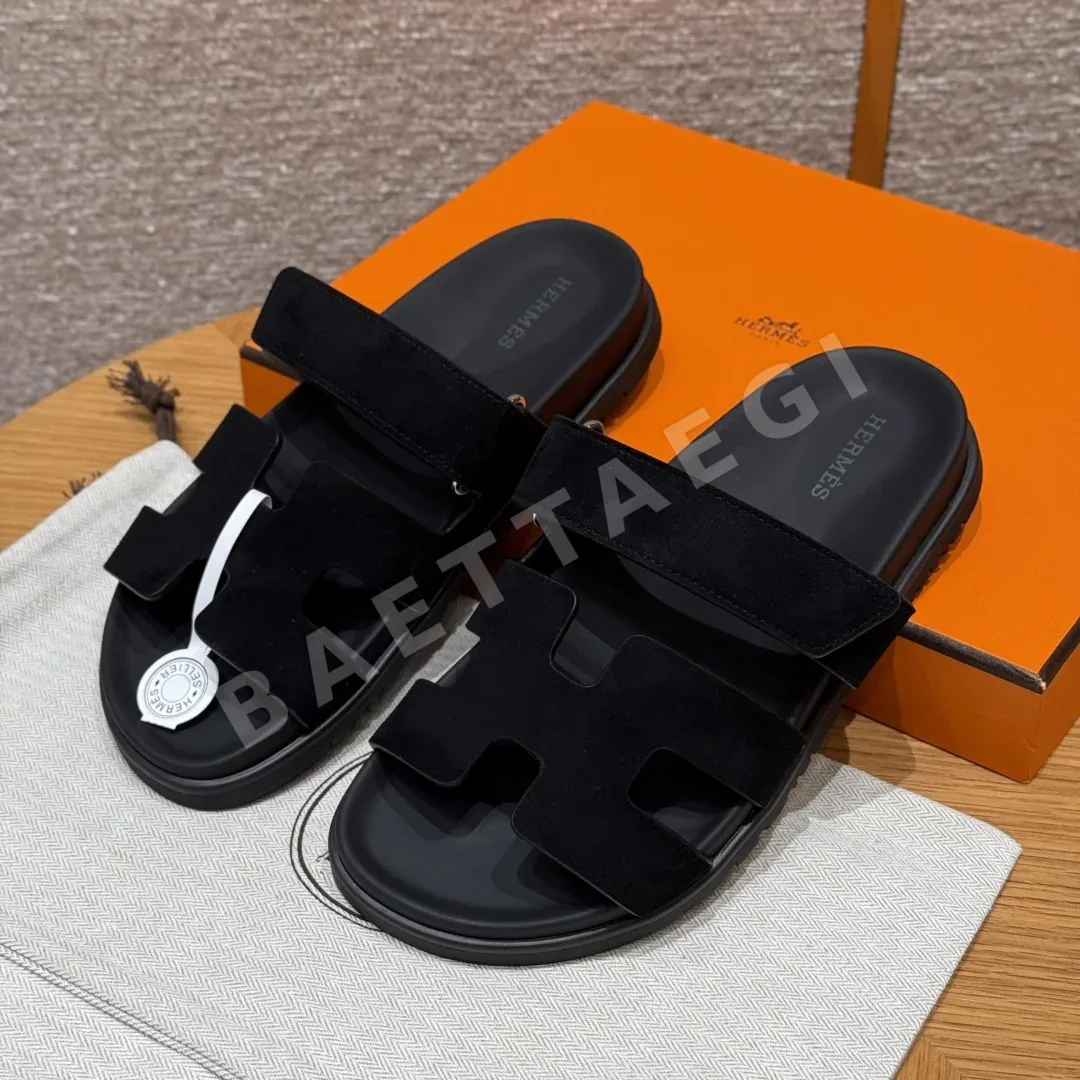 에르메스 시프레 샌들 블랙 가죽 164699