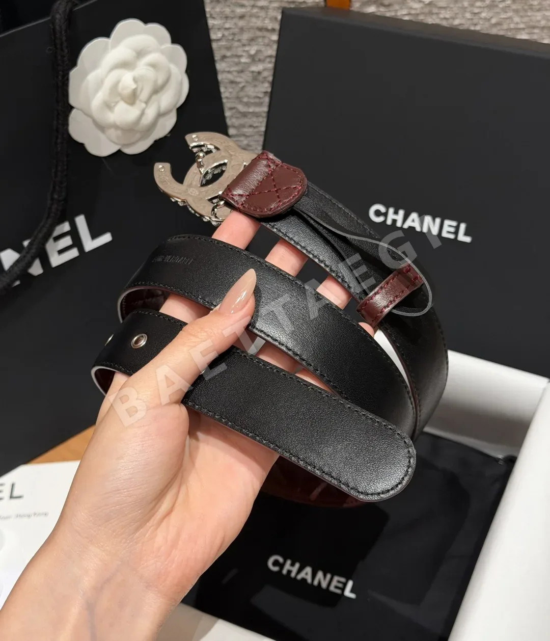 샤넬 퀼팅 가죽 더블 C 버클 벨트 상세 이미지 5