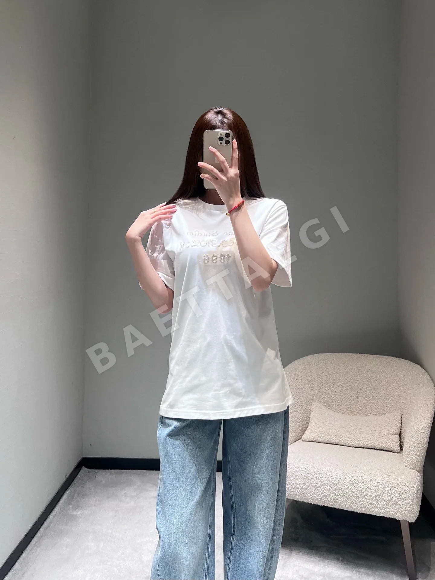디올 레터 장식 반팔 티셔츠 상세 이미지 3